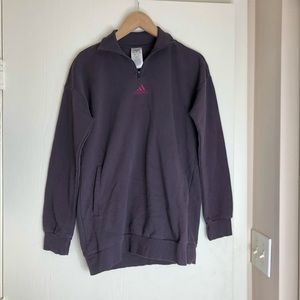 Adidas Purple 1/4 Zip Sweater Pullover Embroidered Logo